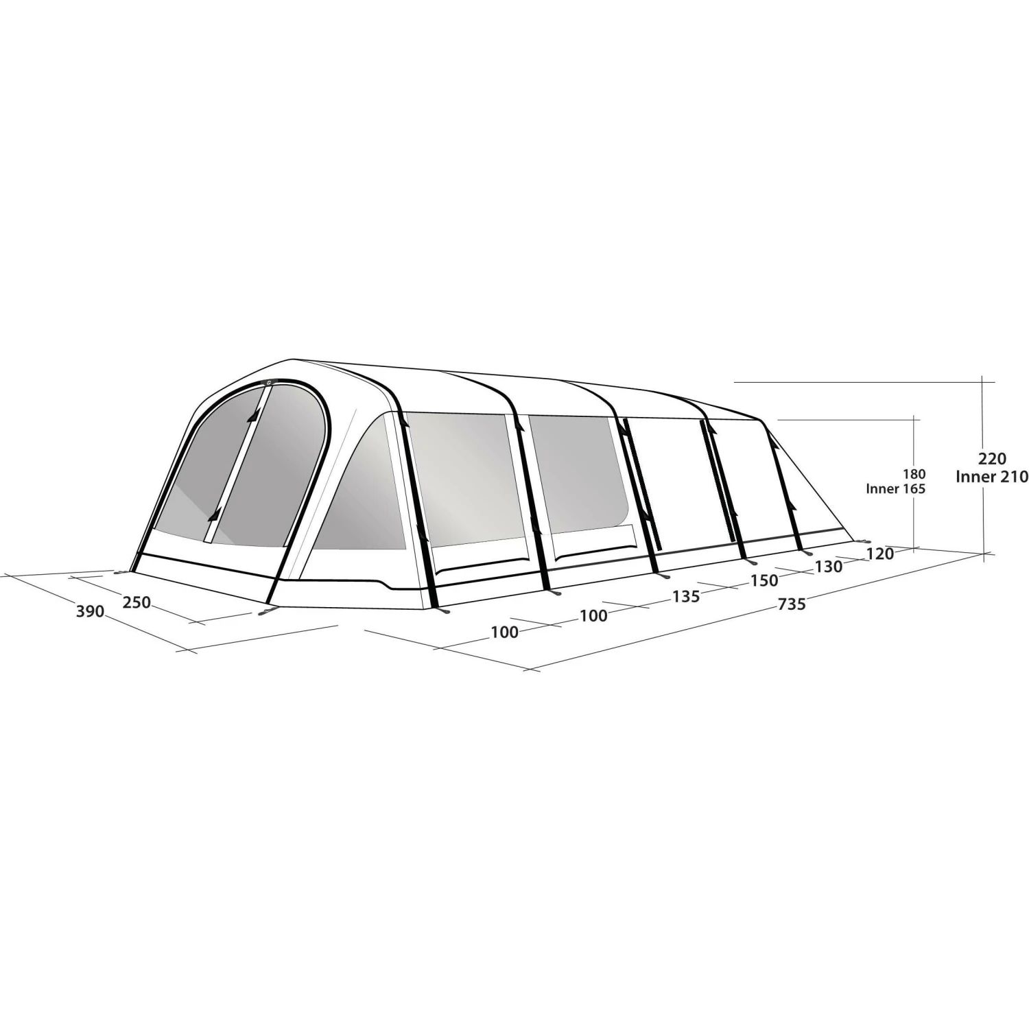 Outwell Wood Lake 6ATC Opblaasbare Tent 11 Outwell Wood Lake 6ATC Opblaasbare Tent - Afbeelding 9