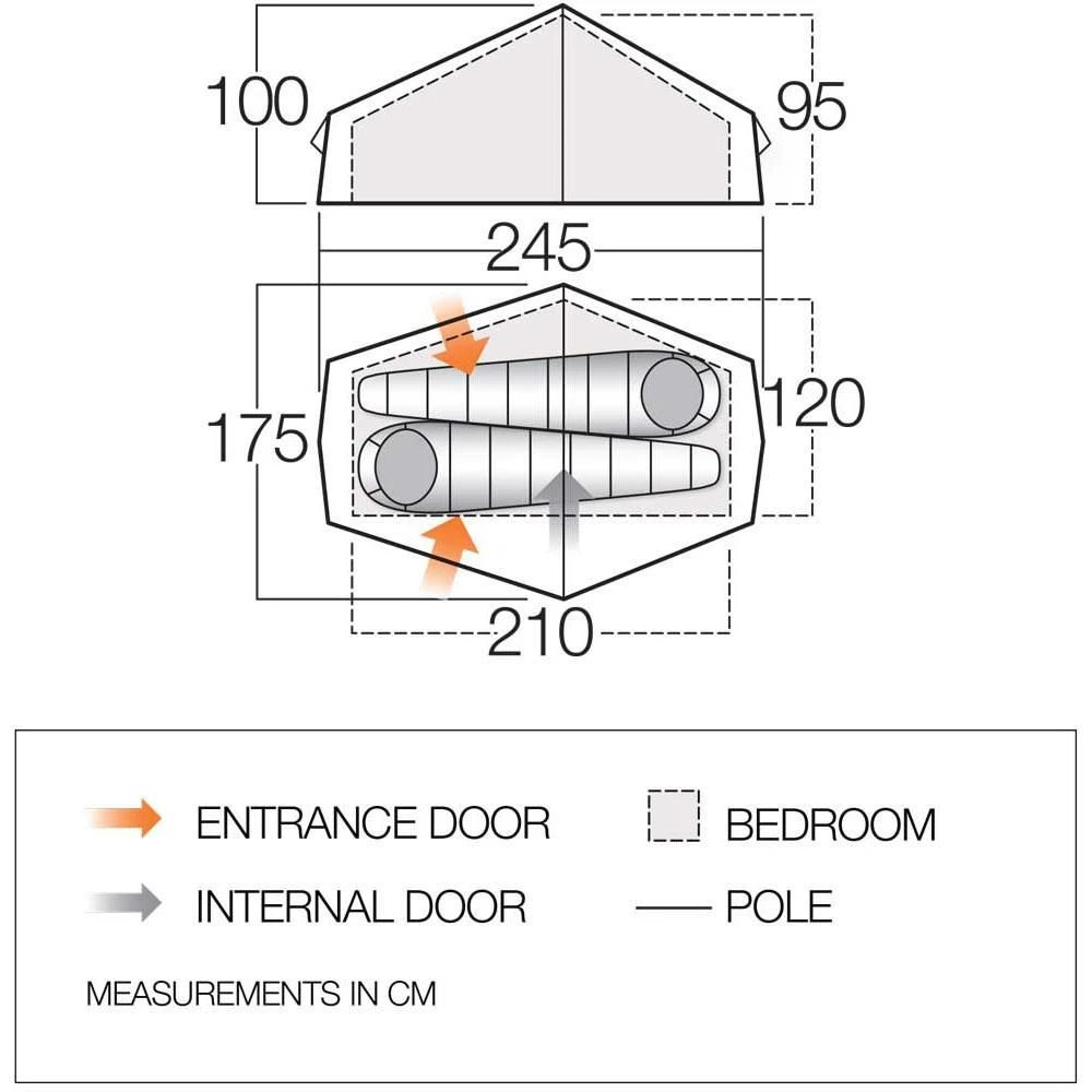 Vango F 10 Helium UL 2 Lichtgewicht Tunneltent 4 Vango F 10 Helium UL 2 Lichtgewicht Tunneltent - Afbeelding 2
