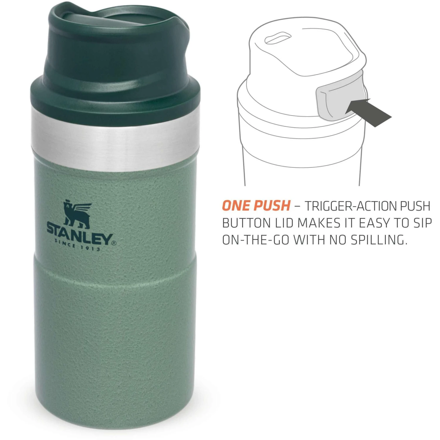 Stanley PMIClassic Trigger-Action Thermosbeker 250 Ml Hammertone Green 7 Stanley PMIClassic Trigger-Action Thermosbeker 250 Ml Hammertone Green - Afbeelding 5