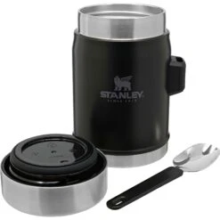 Stanley PMIClassic Legendary + Spork Lunchbeker 400 Ml Matte Black Pebble -Buiten Kamperen Winkel 115069 990 03