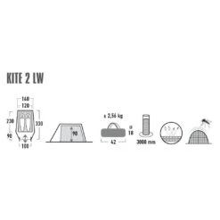 High PeakKite 2 LW Lichtgewicht Tunneltent -Buiten Kamperen Winkel 139709 300 04 2