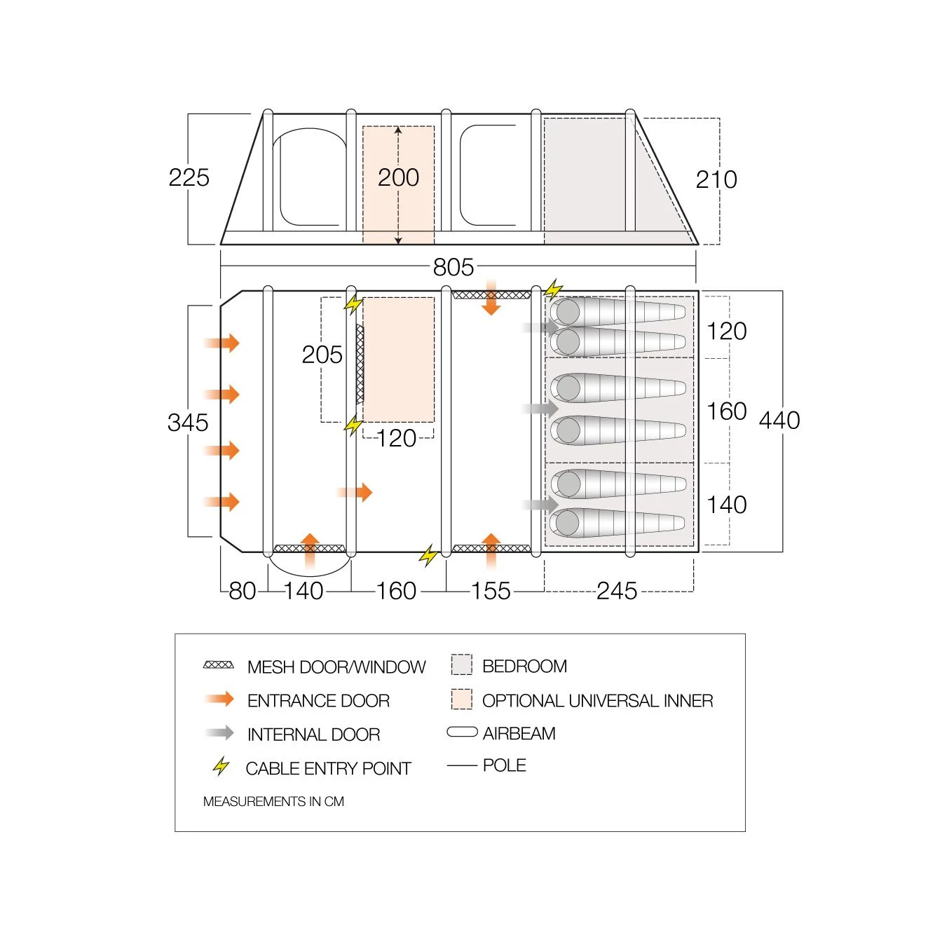 Vango Anantara IV Air TC 650XL Opblaasbare Tent 8 Vango Anantara IV Air TC 650XL Opblaasbare Tent - Afbeelding 6